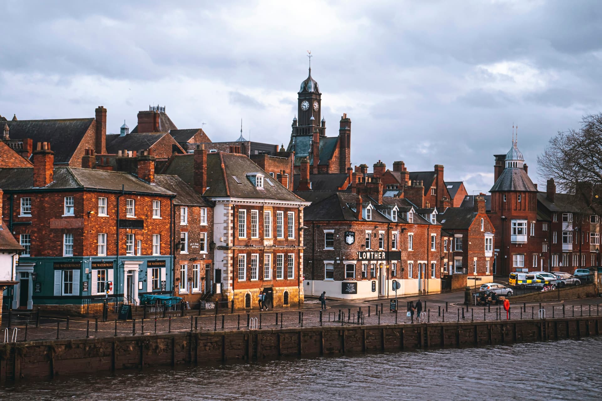 Historic riverside buildings along the Ouse in York.
